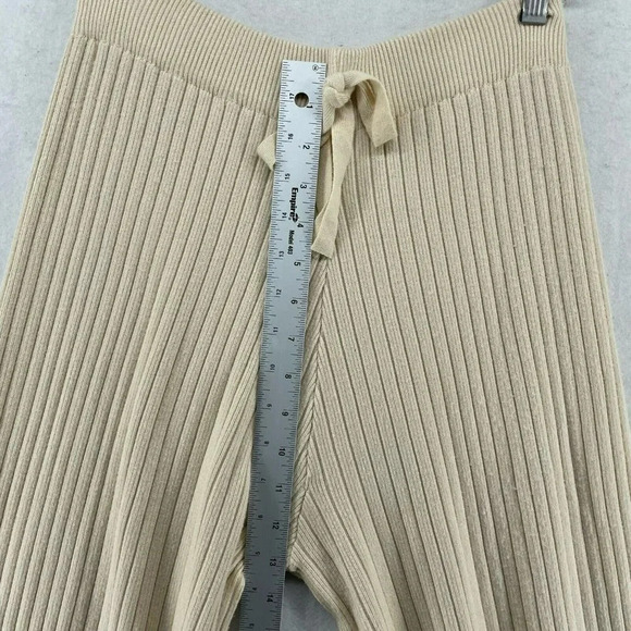 J.ING Wide Leg Pants Womens Sz XS-S Cream Ribbed Loose High Rise Stretch Knitted - Picture 4 of 11